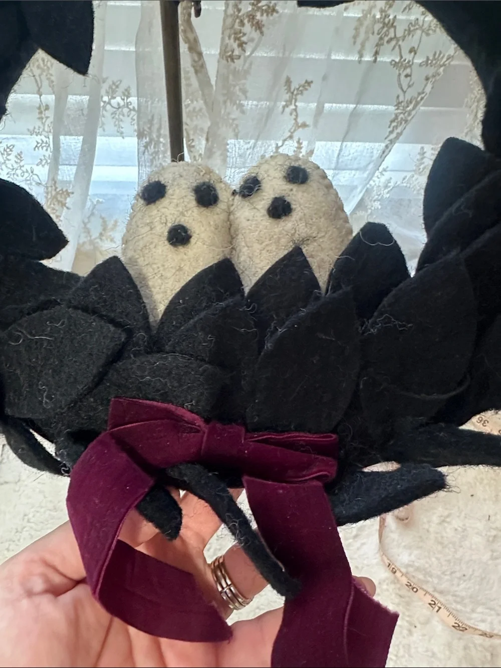 Goblin & Ghoul black felt ghost wreath